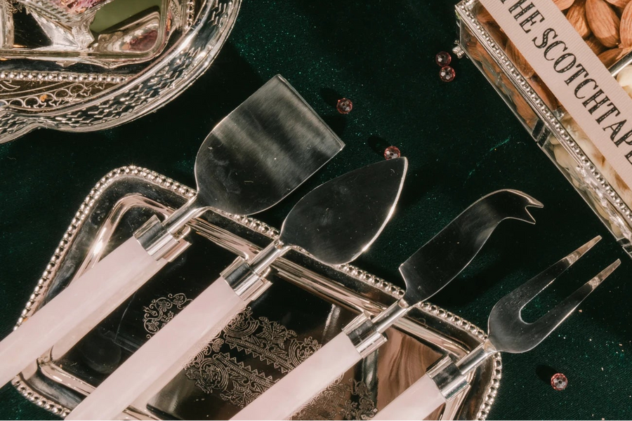 Silver Crest Studded Engraved Mini Tray