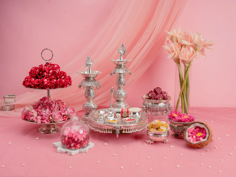 Reet Pink Ornate Pooja Set