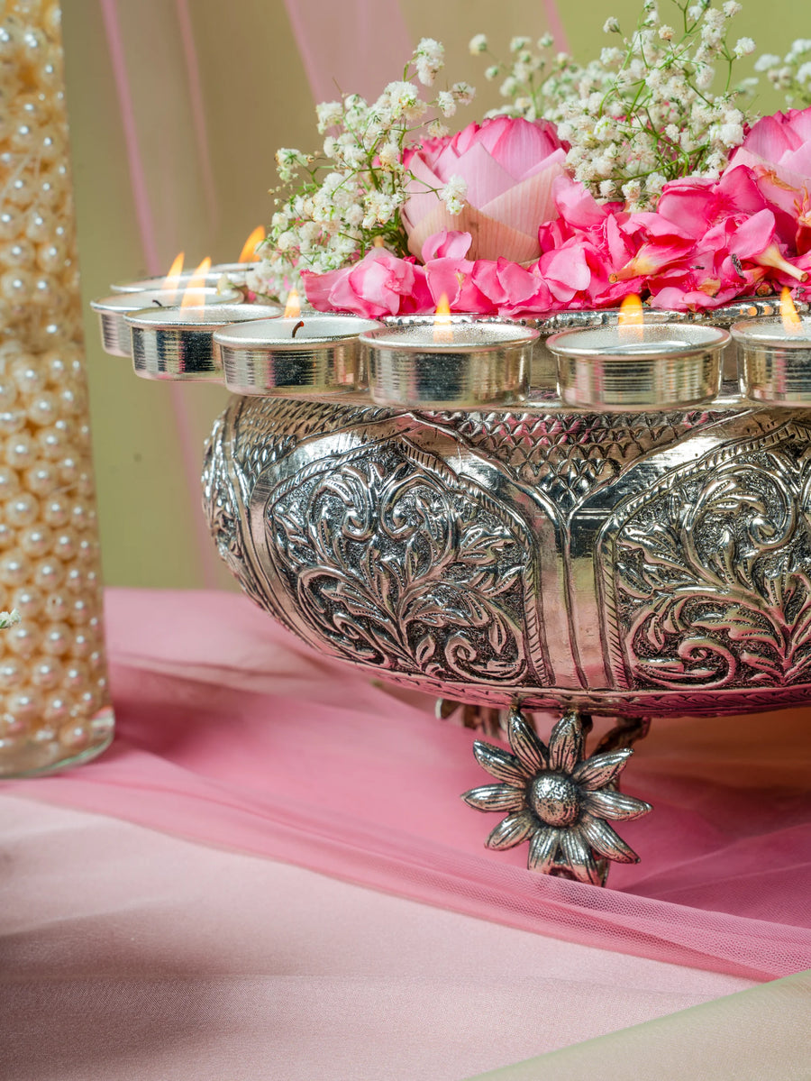 Gulistaan: Embelished Metallic Urli