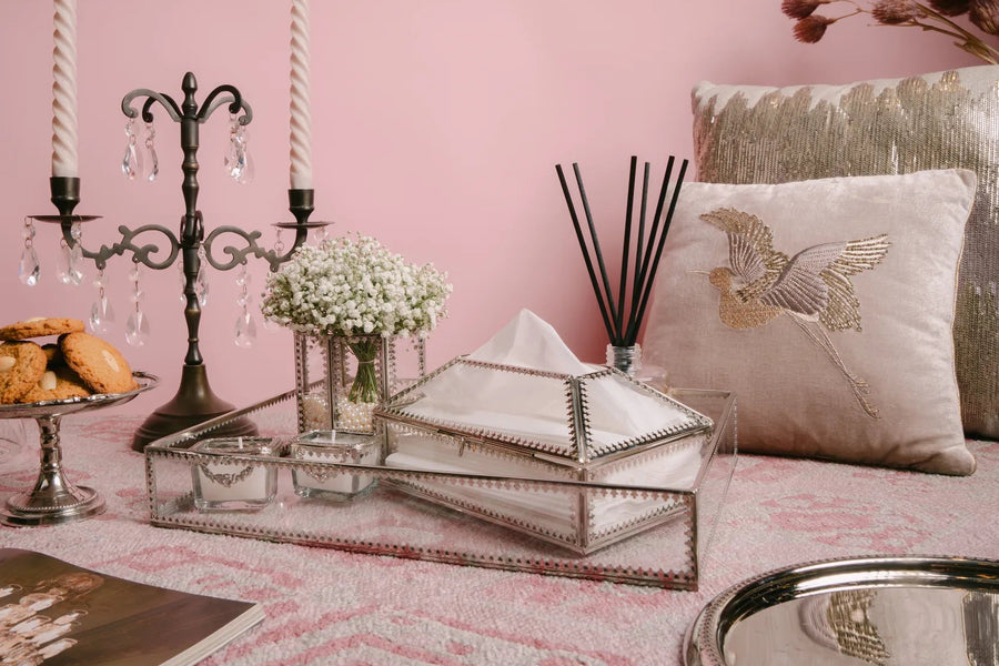Gilded Rectangular Glass Tray