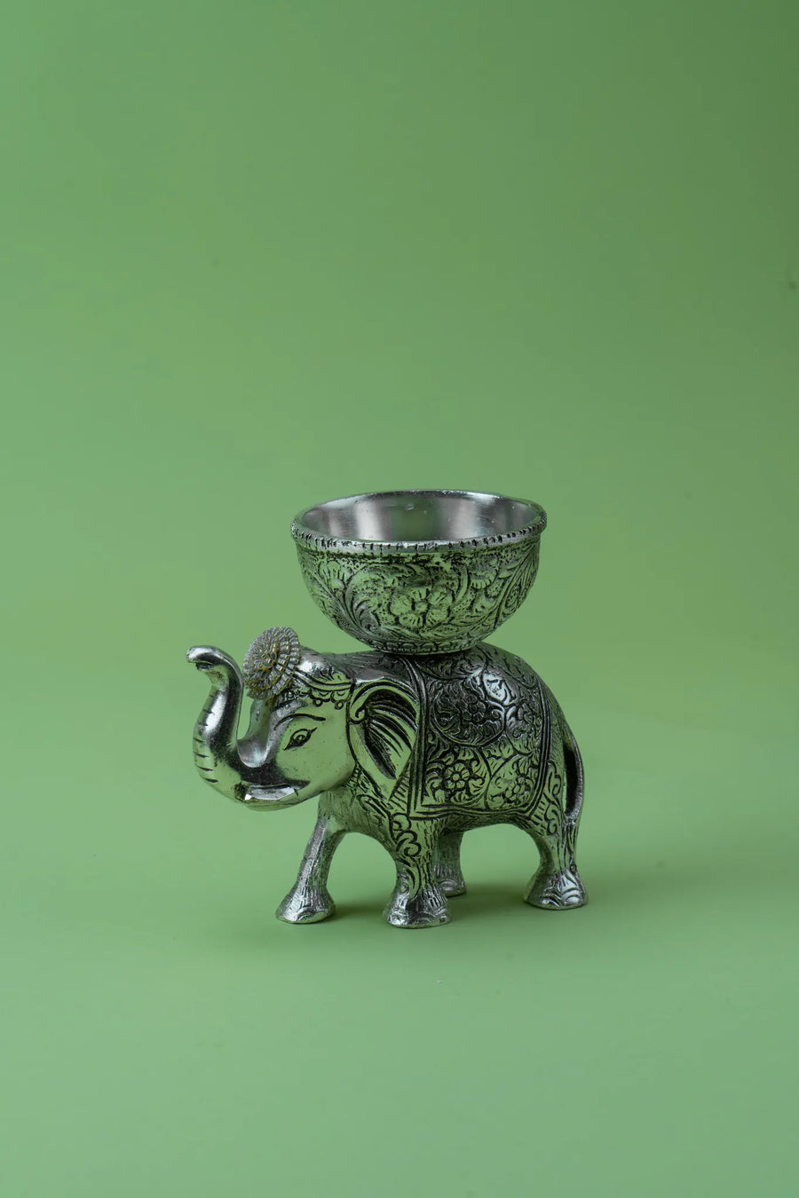 Gaj-Darbaari: Silver Finish Engraved Elephant