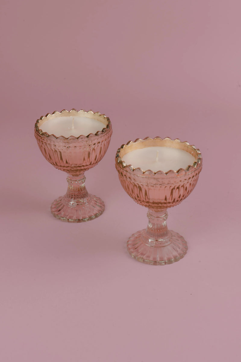 Persian Fluted Silver Glass Candle