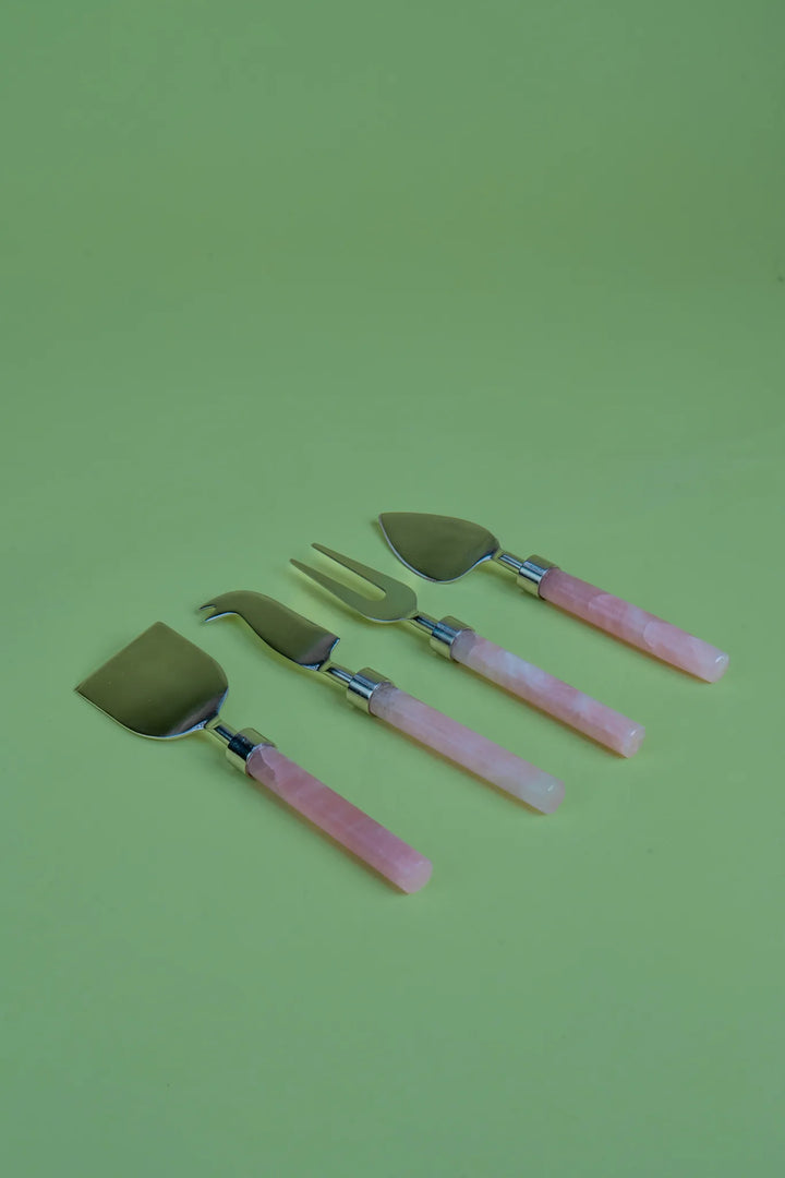 Rose Quarts Cheese Knives Set