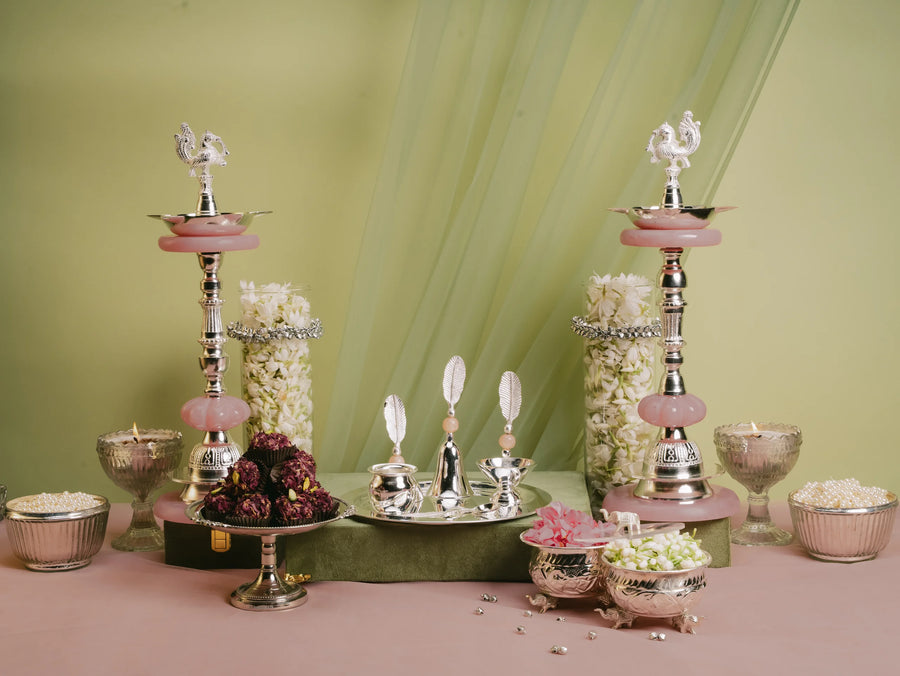 Reet Pink Ornate Pooja Set