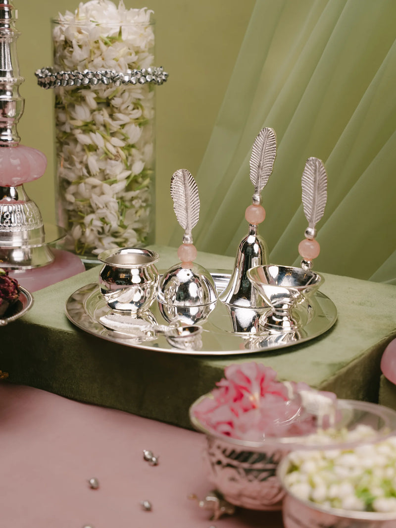 Reet Pink Ornate Pooja Thali (Set of 5)