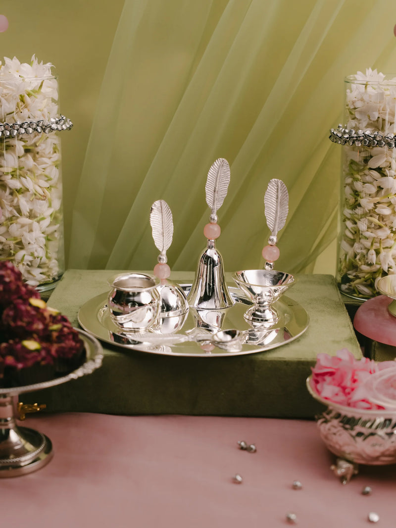 Reet Pink Ornate Pooja Thaali Set