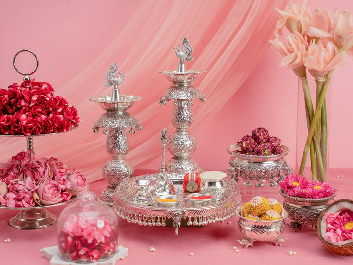 Reet Pink Ornate Pooja Set