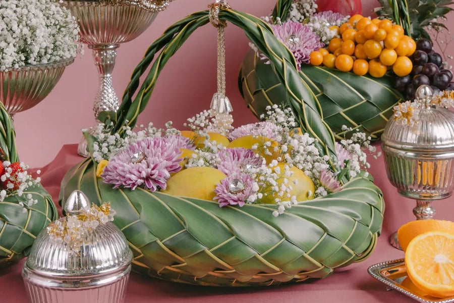 Knotted Leaf Basket with tassel