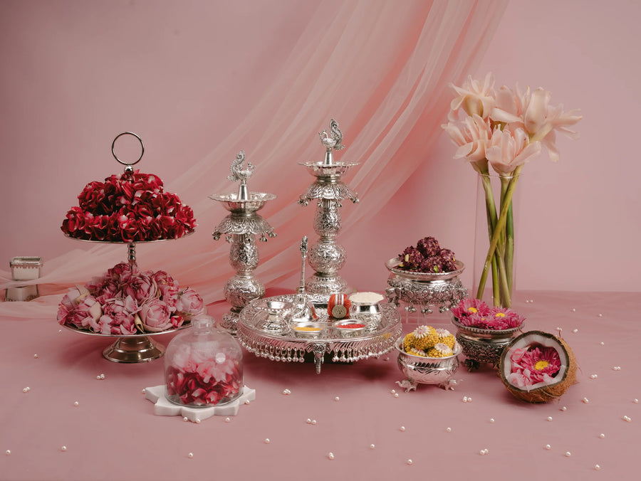 Reet Pink Ornate Pooja Set